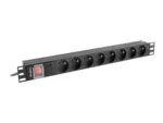 Lanberg Power Distribution Unit (PDU) 19″ 1U 16A 2m 8x French Outlets   PDU-08E-0200-BK