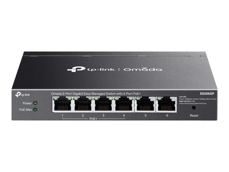 472646-es206gp-0.webp TP-LINK ES206GP Omada 6-Port Gigabit Easy Managed Switch with 4-Port PoE+ TP-LINK