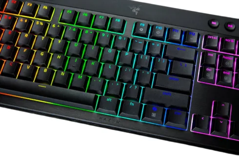 Razer   BlackWidow V4 Low-Profile Tenkeyless HyperSpeed   Keyboard   Wireless   US   Bluetooth   Black   Green Switches