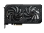 Vaizdo plokštė Gigabyte GeForce RTX 5060 Ti WINDFORCE OC 8G iš šono, rodo HDMI ir DisplayPort prievadus