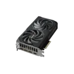 Vaizdo plokštė Gigabyte GeForce RTX 5060 Ti WINDFORCE OC 8G iš šono, rodo HDMI ir DisplayPort jungtis