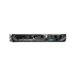 Vaizdo plokštė Gigabyte GeForce RTX 5060 GAMING OC 8G iš šono, rodo prievadų išdėstymą