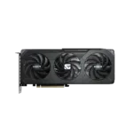 Vaizdo plokštė Gigabyte GeForce RTX 5060 GAMING OC 8G iš šono, rodo HDMI ir DisplayPort jungtis