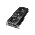 Vaizdo plokštė Gigabyte Radeon RX 9060 XT, šoninis vaizdas su HDMI ir DisplayPort prievadais