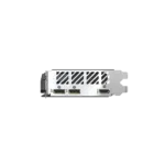 Vaizdo plokštė Gigabyte Radeon RX 9060 XT, šoninis vaizdas su HDMI ir DisplayPort prievadais