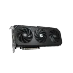 Vaizdo plokštė Gigabyte Radeon RX 9060 XT GAMING OC 16G iš šono, rodant jungtis