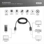 Digitus Adapter Cable, DP – HDMI type A   DisplayPort to HDMI   2 m
