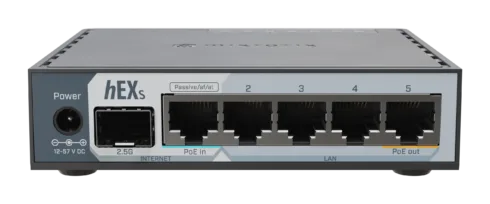 MikroTik hEX S (2025)   10/100/1000 Mbit/s   Ethernet LAN (RJ-45) ports 5   Mesh Support No   MU-MiMO No   No mobile broadband