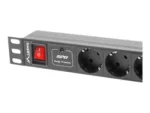 Lanberg   Power Distribution unit (PDU) 19″ 1U 10A 2M 7X Schuko Outlets   PDU-07F-0200-IEC-BK