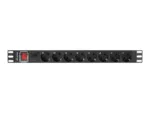 Lanberg Power Distribution unit (PDU) 19″ 1U 16A 2m 8X Schuko oulets   PDU-08F-0200-BK