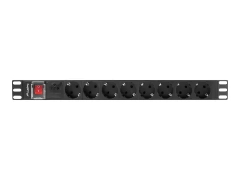 Lanberg Power Distribution unit (PDU) 19″ 1U 16A 2m 8X Schuko oulets   PDU-08F-0200-BK