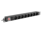 Lanberg Power Distribution unit (PDU) 19″ 1U 16A 2m 8X Schuko oulets   PDU-08F-0200-BK