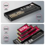 AXAGON External USB-C 10Gbps metal box with info display for M.2 NVMe and SATA SSD | EEM2-SD2