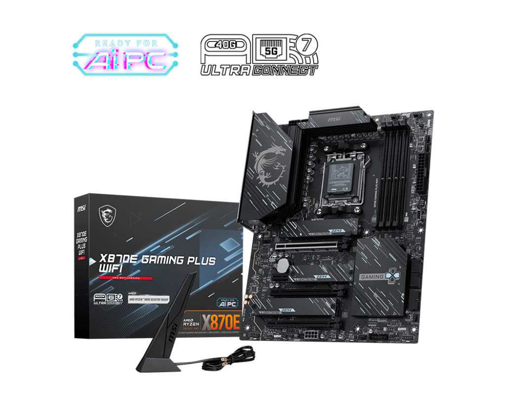 478323-x870e-gaming-plus-wifi-4711377347594-0.webp MSI X870E GAMING PLUS WIFI su AMD procesoriumi ir DDR5 UDIMM atmintimi