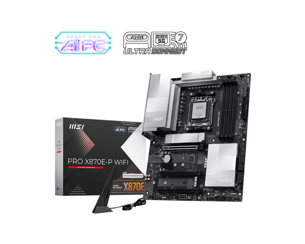 478324-pro-x870e-p-wifi-4711377347600-0.webp MSI PRO X870E-P WIFI su AMD procesoriumi ir DDR5 UDIMM atmintimi