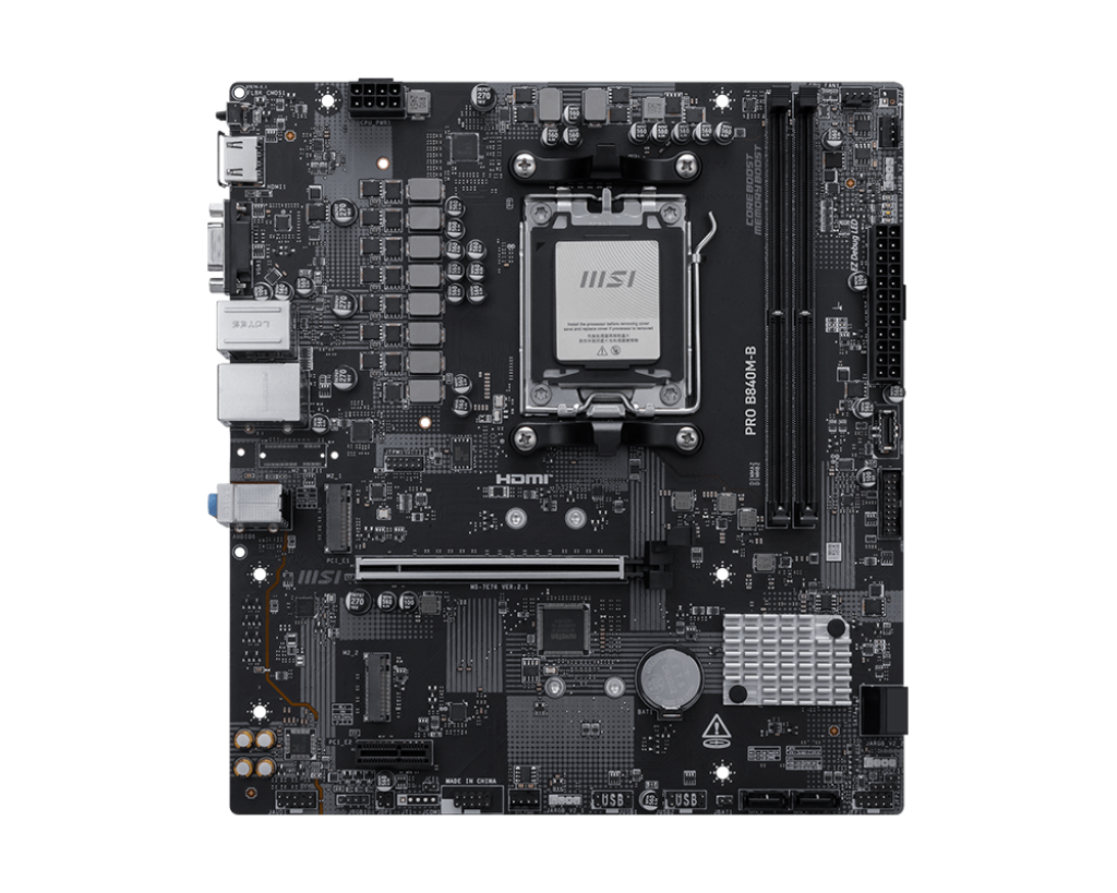 478327-pro-b840m-b-4711377360166-0.webp MSI PRO B840M-B motininė plokštė su AMD procesoriaus lizdu AM5 ir DDR5 atmintimi