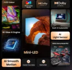 Hisense Mini LED TV   65U7Q   65   Smart TV   VIDAA Smart OS   UHD   Black
