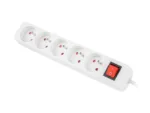 Lanberg Cable Power Strip, 5X French Outlets with Switch, Quality-Grade Copper, 1.5 m   PS1-05E-0150-W
