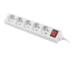 Lanberg Cable Power Strip, 5X French Outlets with Switch, Quality-Grade Copper, 1.5 m   PS1-05E-0150-W