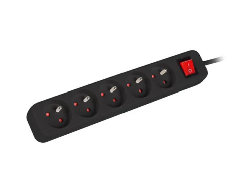 Lanberg Cable Power Strip, 5X French Outlets with Switch, Quality-Grade Copper, 1.5 m   PS1-05E-0150-BK