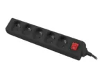 Lanberg Cable Power Strip, 5X French Outlets with Switch, Quality-Grade Copper, 1.5 m   PS1-05E-0150-BK