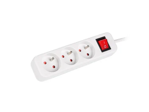 Lanberg Cable Power Strip 3M 3X French Outlets with Switch, Quality-Grade Copper   PS1-03E-0300-W
