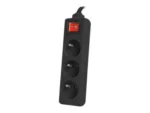 Lanberg Cable Power Strip, 3X French Outlets with Switch, Quality-Grade Copper, 3 m   PS1-03E-0300-BK