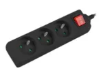Lanberg Cable Power Strip, 3X French Outlets with Switch, Quality-Grade Copper, 3 m   PS1-03E-0300-BK
