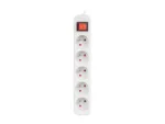 Lanberg Cable Power Strip, 5X French Outlets with Switch, Quality-Grade Copper, 3 m   PS1-05E-0300-W