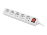 Lanberg Cable Power Strip, 5X French Outlets with Switch, Quality-Grade Copper, 3 m   PS1-05E-0300-W
