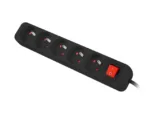 Lanberg Cable Power Strip 3M 5X French Outlets with Switch, Quality-Grade Copper   PS1-05E-0300-BK