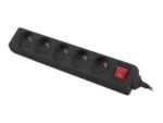 Lanberg Cable Power Strip 3M 5X French Outlets with Switch, Quality-Grade Copper   PS1-05E-0300-BK