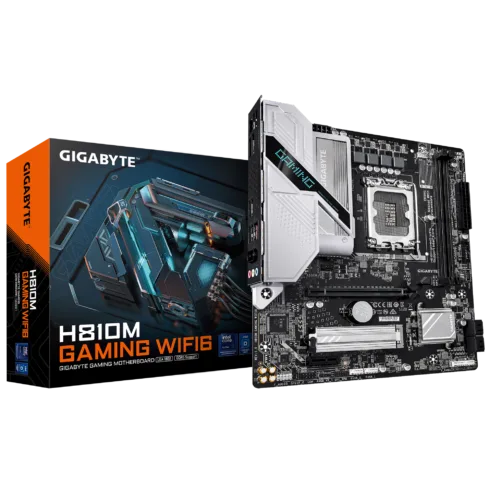 Gigabyte H810M GAMING WIFI6   Processor family Intel   Processor socket LGA1851   DDR5   Supported hard disk drive interfaces M.2, SATA   Number of SATA connectors 4