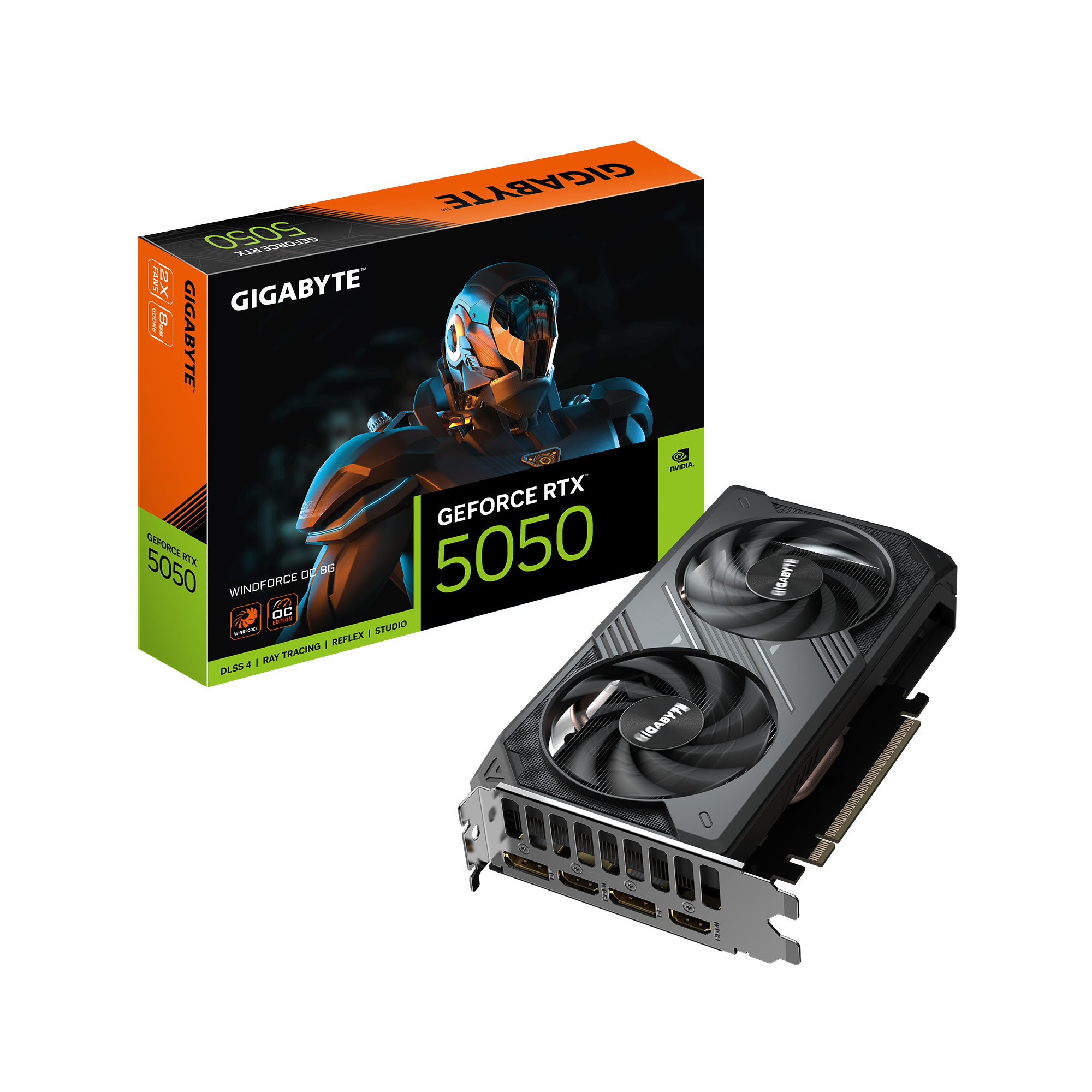 481620-gv-n5050wf2oc-8gd-4719331356743-0.webp Gigabyte GeForce RTX 5050 WINDFORCE OC 8G NVIDIA 8 GB GeForce RTX 5050 GDDR6 HDMI ports quantity 2 PCI-E 5.0