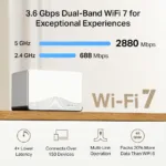 Mercusys BE3600 Whole Home Mesh Wi-Fi 7 System   Halo H27BE (2-pack)   802.11ax   Ethernet LAN (RJ-45) ports 1   Mesh Support Yes   MU-MiMO No   No mobile broadband