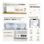 Mercusys BE3600 Whole Home Mesh Wi-Fi 7 System   Halo H27BE (2-pack)   802.11ax   Ethernet LAN (RJ-45) ports 1   Mesh Support Yes   MU-MiMO No   No mobile broadband