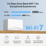 Mercusys BE3600 Whole Home Mesh Wi-Fi 7 System   Halo H25BE (2-pack)   802.11ax   Ethernet LAN (RJ-45) ports 1   Mesh Support Yes   MU-MiMO No   No mobile broadband