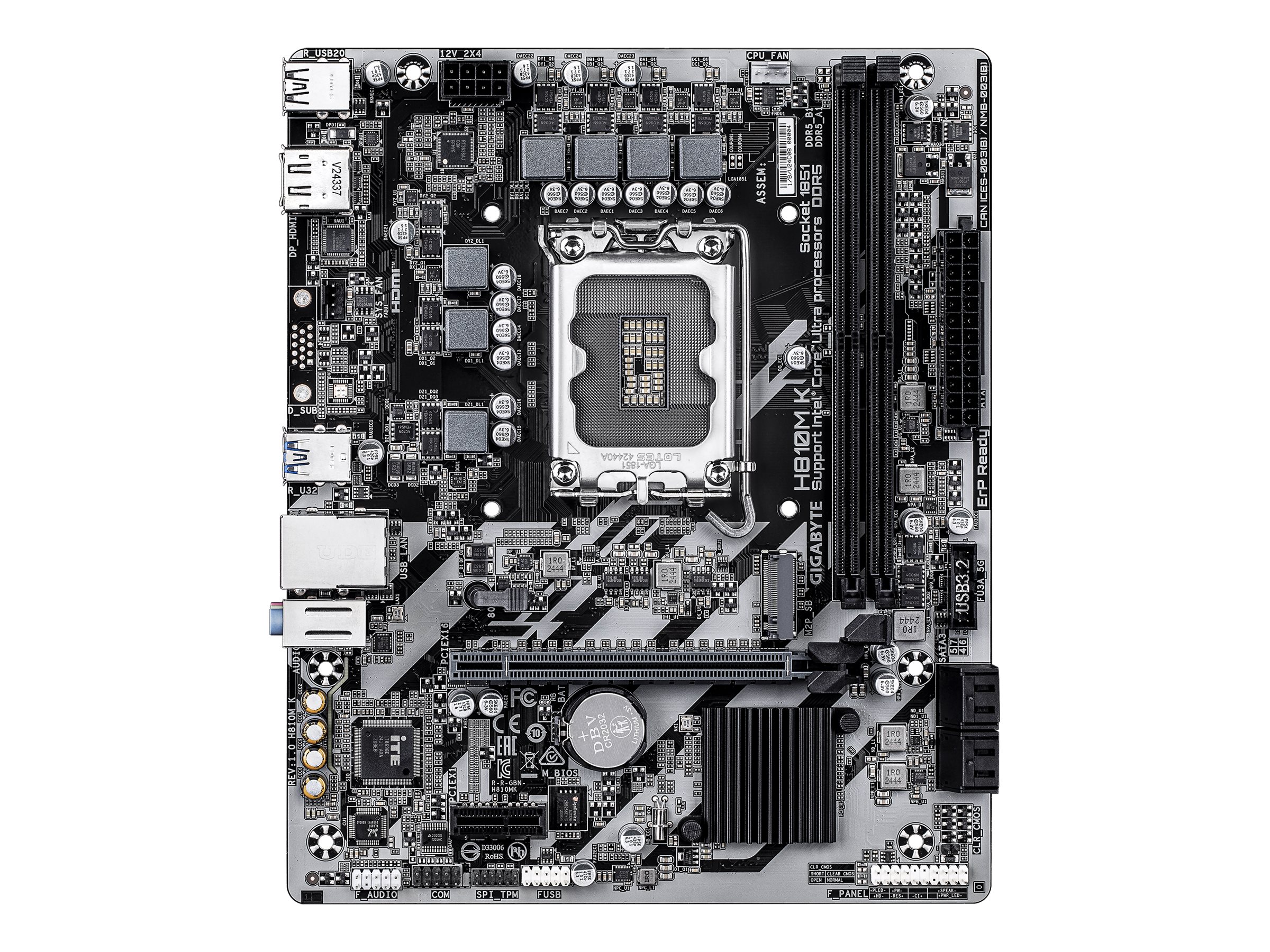 483712-h810m-k-4719331868697-0.webp Gigabyte H810M K Processor family Intel Processor socket LGA1851 DDR5 Supported hard disk drive interfaces M.2, SATA Number of SATA connectors 4