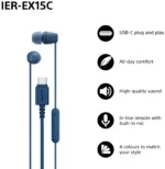 Sony Earbuds   IER‑EX15C   Wired   In-ear   Microphone   Blue