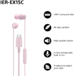 Sony Earbuds   IER‑EX15C   Wired   In-ear   Microphone   Pink