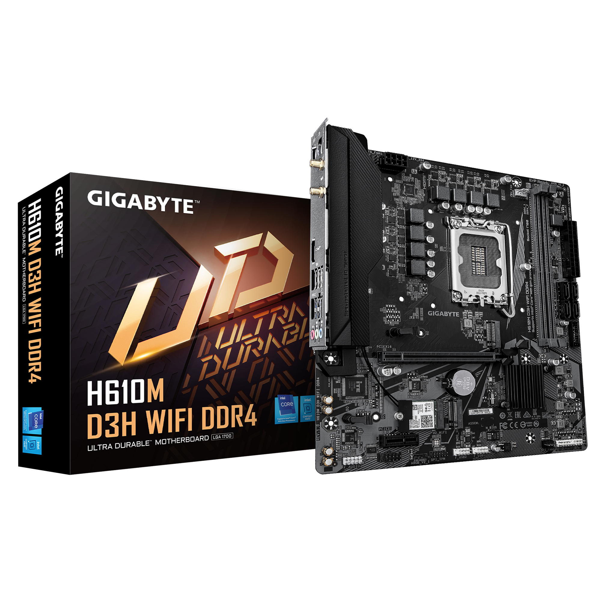 485894-h610m-d3h-wifi-ddr4-4719331871116-0.webp Gigabyte H610M D3H WIFI DDR4 Processor family Intel Processor socket LGA1700 Supported hard disk drive interfaces SATA, M.2 Number of SATA connectors 4