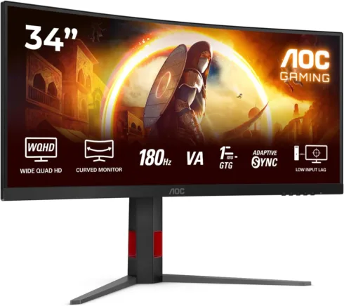 AOC   CU34G4   34 ”   Fast VA   UWQHD   21:9   180 Hz   1 ms   3440 x 1440 pixels   300 cd/m²   HDMI ports quantity 2   Black