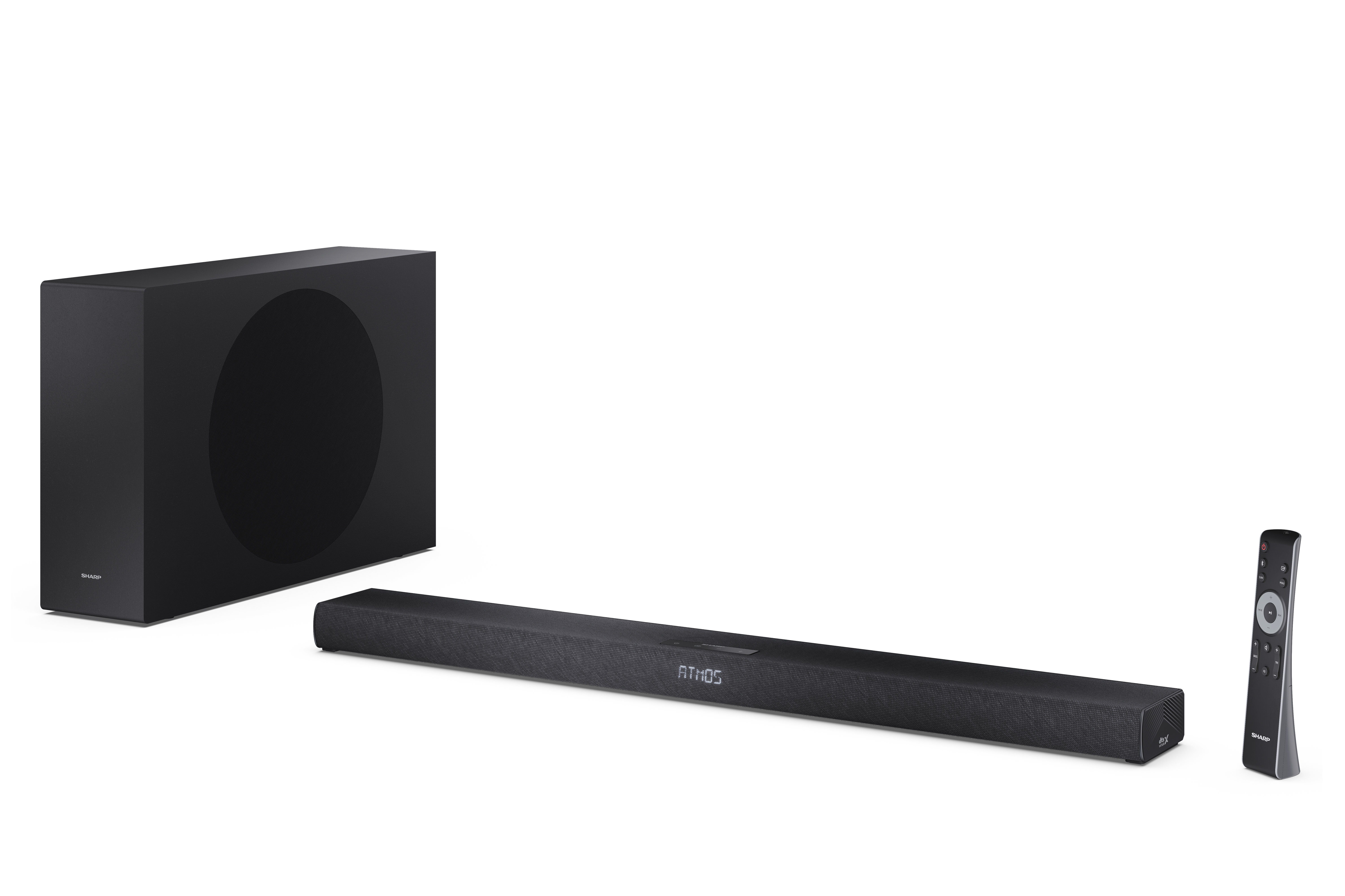 489188-ht-sbw320-4550556175098-0.webp Sharp 2.1ch Ultra-slim Dolby Atmos/DTS Virtual: X Soundbar with Wireless Subwoofer HT-SBW320 360 W Bluetooth Black Wireless connection