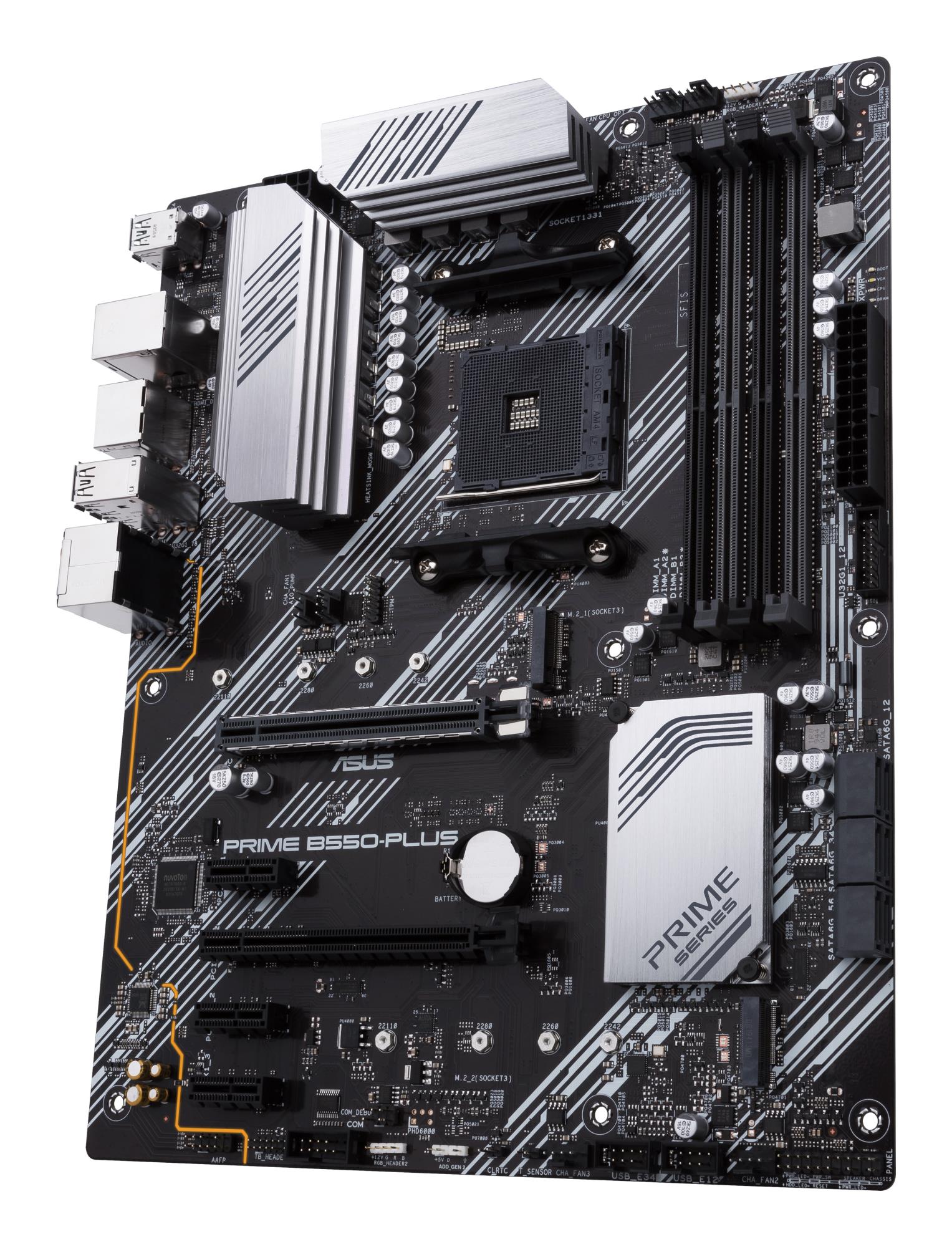 48f4e108-4169-442a-a216-3bfc78ec99ea Mainboard ASUS AMD B550 SAM4 ATX 3xPCI-Express 3.0 1x 1xPCI-Express 3.0 16x 2xM.2 1xPCI-Express 4.0 16x Memory DDR4 Memory slots 4 1xHDMI 1xDisplayPort 2xUSB 2.0 1xUSB type C 5xUSB 3.2 1xOptical S/PDIF 1xRJ45 5xAudio port PRIMEB550-PLUS