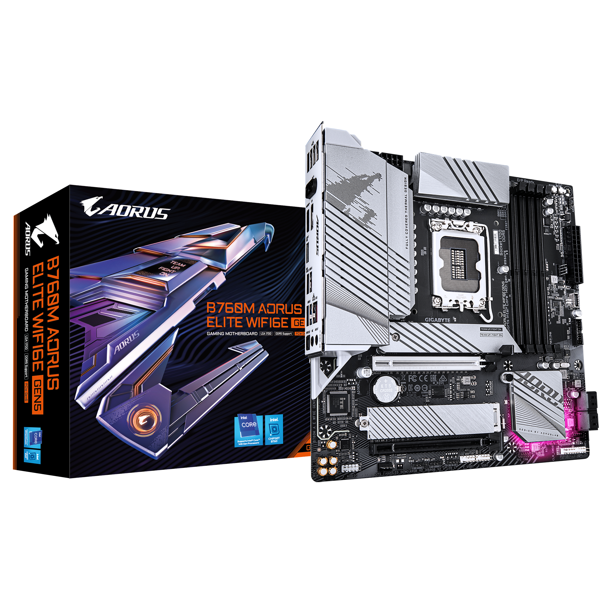492231-b760m-a-e-wf6e-gen5-4719331872069-0.webp Gigabyte B760M AORUS ELITE WIFI6E GEN5 Processor family Intel Processor socket LGA1700 DDR5 Supported hard disk drive interfaces M.2, SATA Number of SATA connectors 4