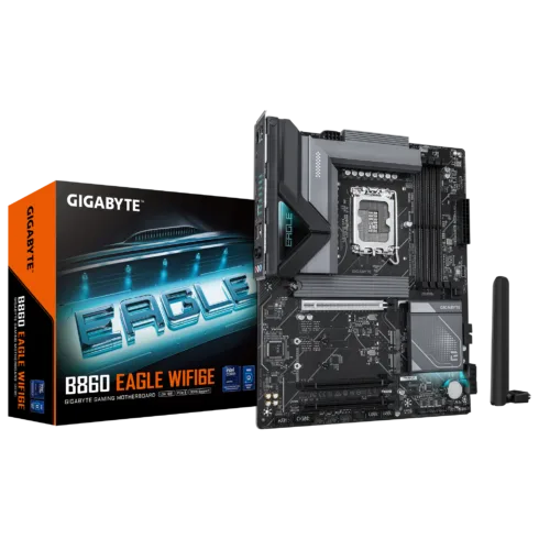 Gigabyte B860 EAGLE WIFI6E   Processor family Intel   Processor socket LGA1851   DDR5   Supported hard disk drive interfaces SATA, M.2   Number of SATA connectors 4