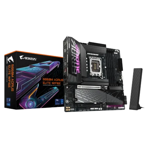 Gigabyte B860M AORUS ELITE WIFI6E   Processor family Intel   Processor socket LGA1851   DDR5   Supported hard disk drive interfaces SATA, M.2   Number of SATA connectors 4