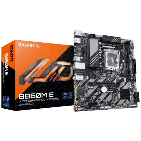 Gigabyte B860M E   Processor family Intel   Processor socket LGA1851   DDR5   Supported hard disk drive interfaces SATA, M.2   Number of SATA connectors 4