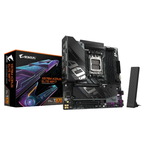 Gigabyte X870M AORUS ELITE WIFI7   Processor family AMD   Processor socket AM5   DDR5   Supported hard disk drive interfaces SATA, M.2   Number of SATA connectors 2