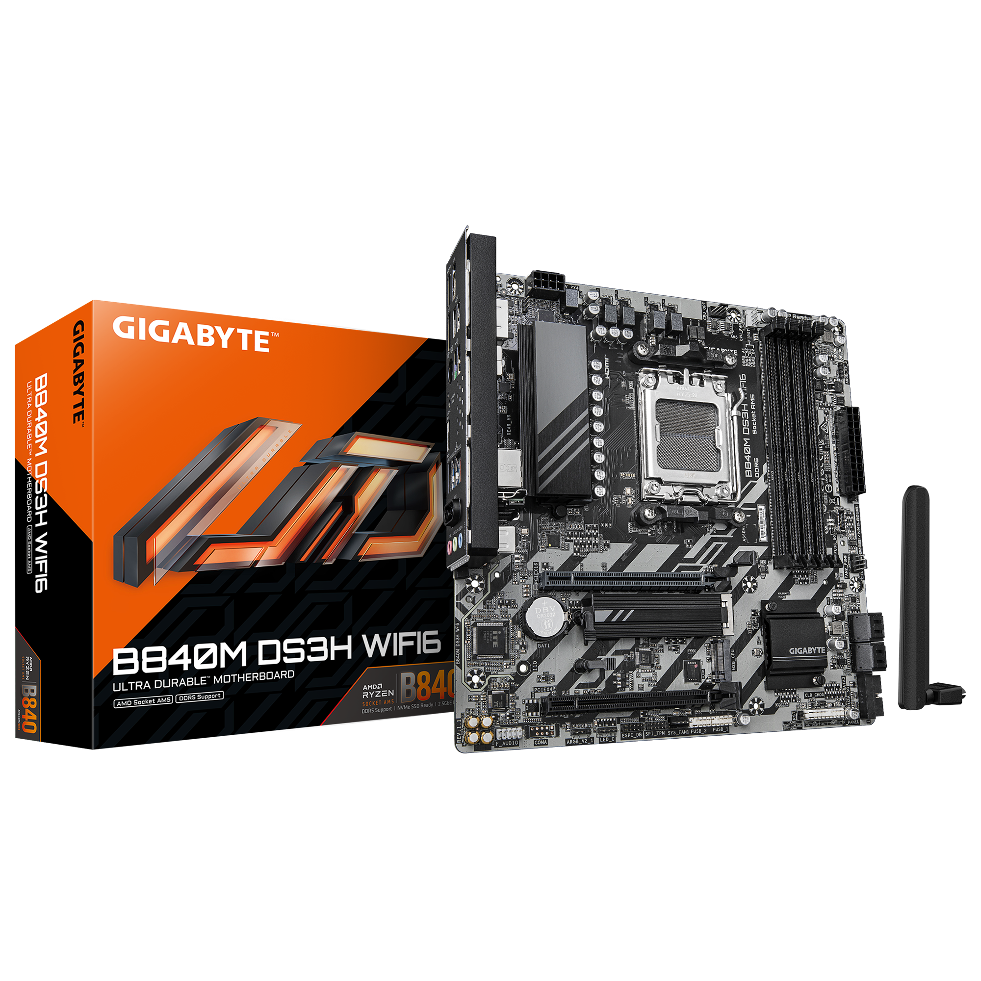 494967-b840m-ds3h-wf6-4719331874667-0.webp Gigabyte B840M DS3H WIFI6 (rev. 1.1) Processor family AMD Processor socket AM5 DDR5 Supported hard disk drive interfaces SATA, M.2 Number of SATA connectors 4